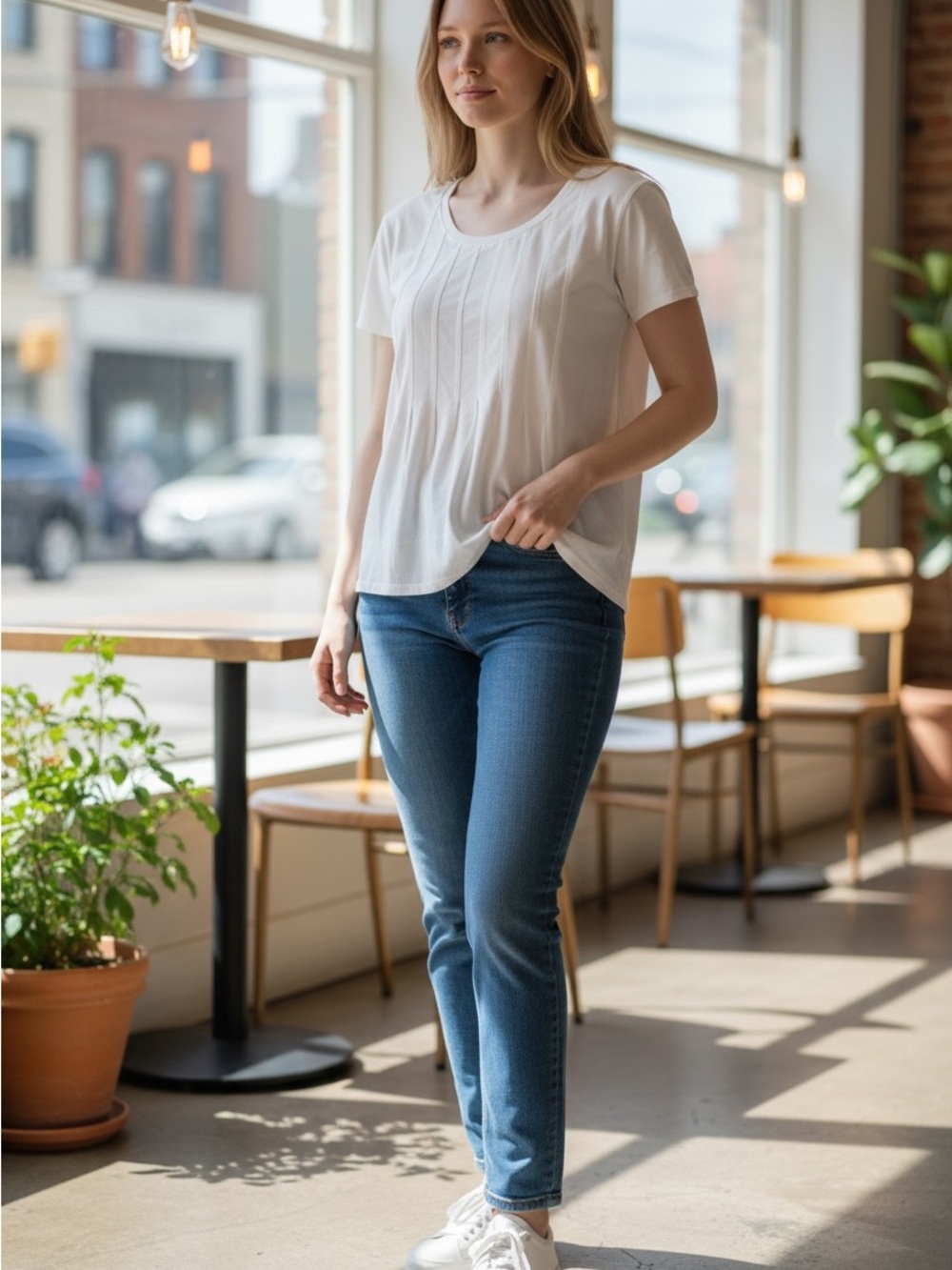 Pilcro White Short-Sleeve Knit Tee